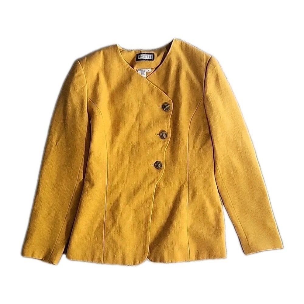 Vtg Spiegel Blazer Women's Size 10  Mustsrd Yellow Gold Buttons Career Luxury